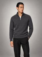 Volantero Men's Charcoal Half-Zip Sweater in Grey, main view