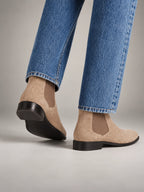 Volantero Men's Suede Chelsea Boots in Beige, side view