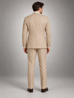 Volantero Men's Tailored Two-Piece Wedding Guest Suit in Beige, back view