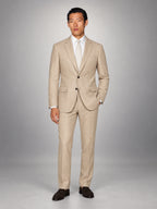 Volantero Men's Tailored Two-Piece Wedding Guest Suit in Beige, front view