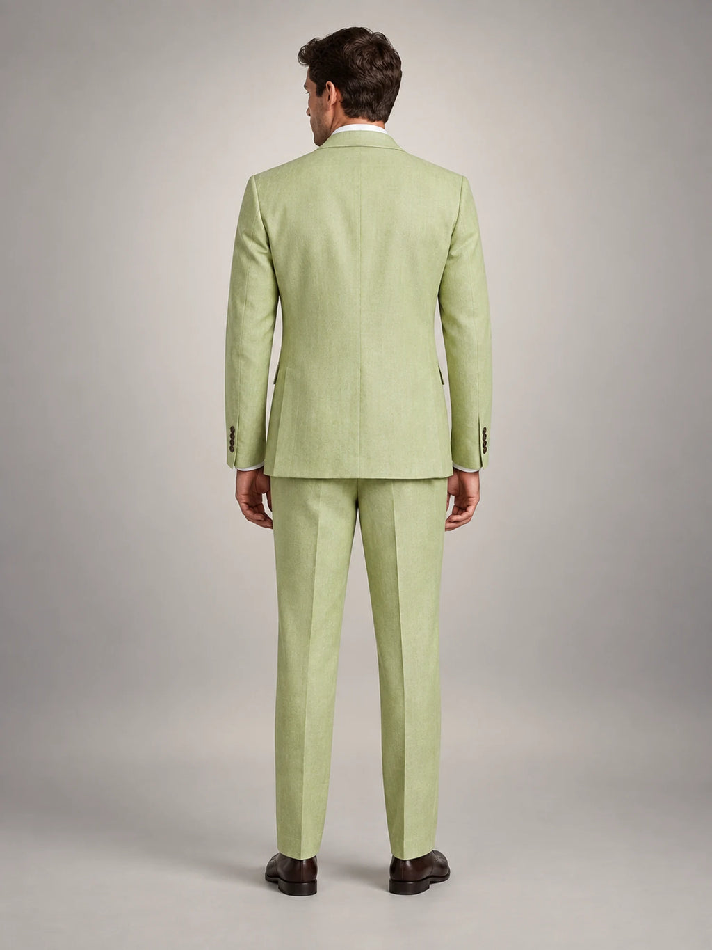 Volantero Men's Tailored Two-Piece Wedding Guest Suit in Green, back view