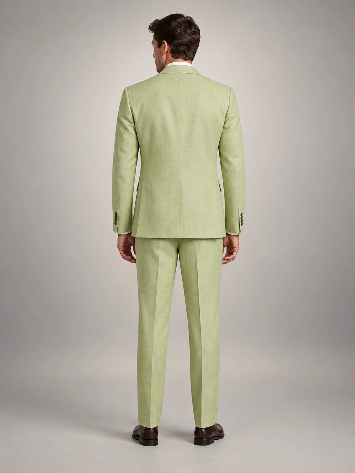 Volantero Men's Tailored Two-Piece Wedding Guest Suit in Green, back view