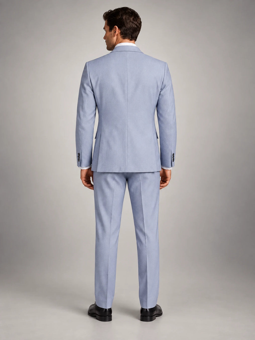 Volantero Men's Tailored Two-Piece Wedding Guest Suit in Grey, back view