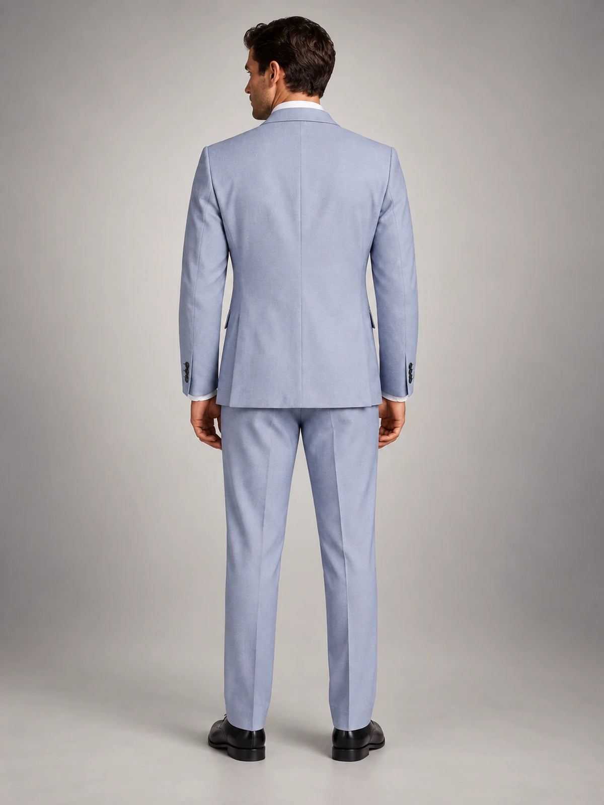 Volantero Men's Tailored Two-Piece Wedding Guest Suit in Grey, back view