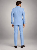 Volantero Men's Tailored Two-Piece Wedding Guest Suit in Light Blue, back view