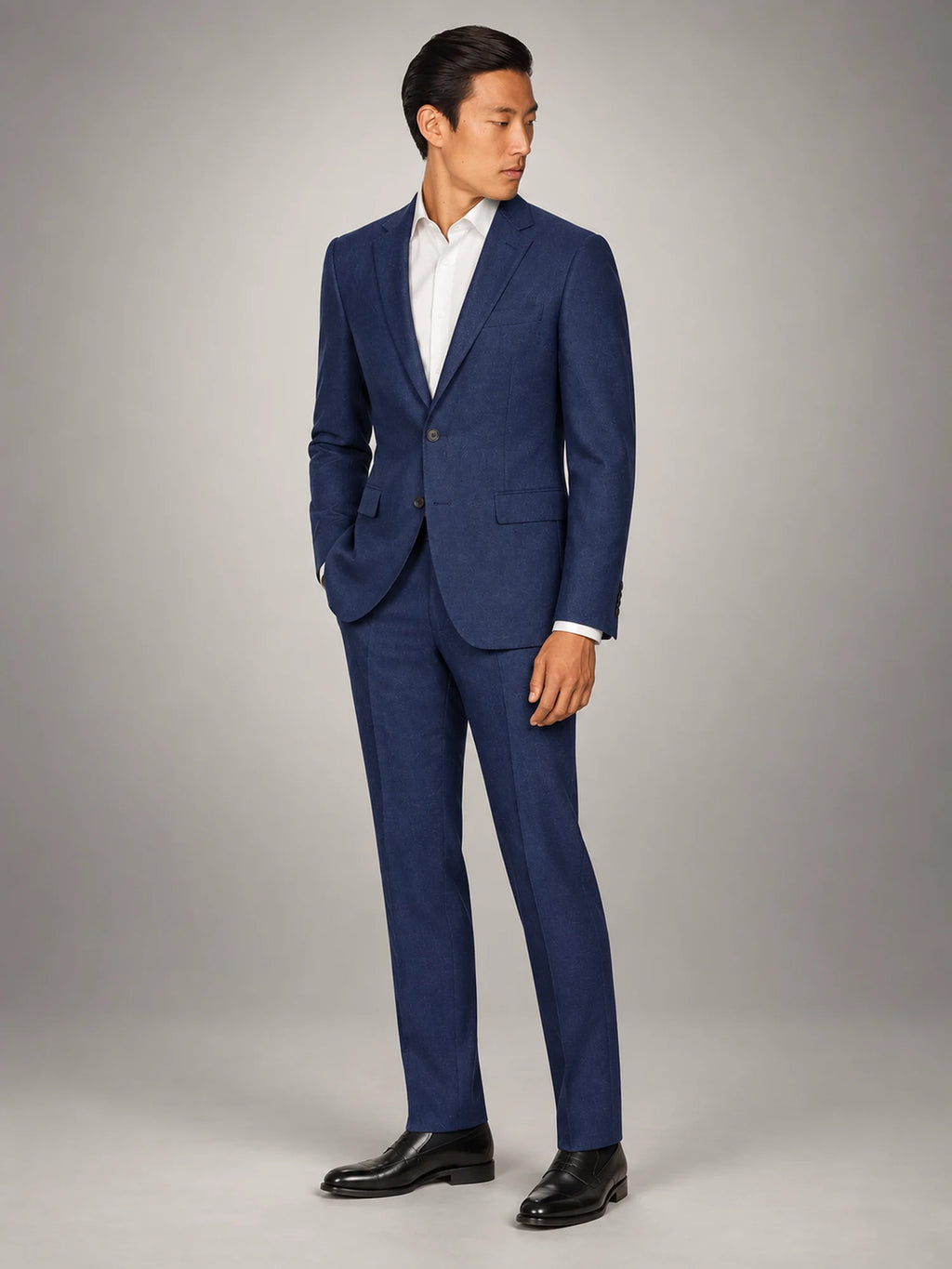 Volantero Men's Tailored Two-Piece Wedding Guest Suit in Navy, side view