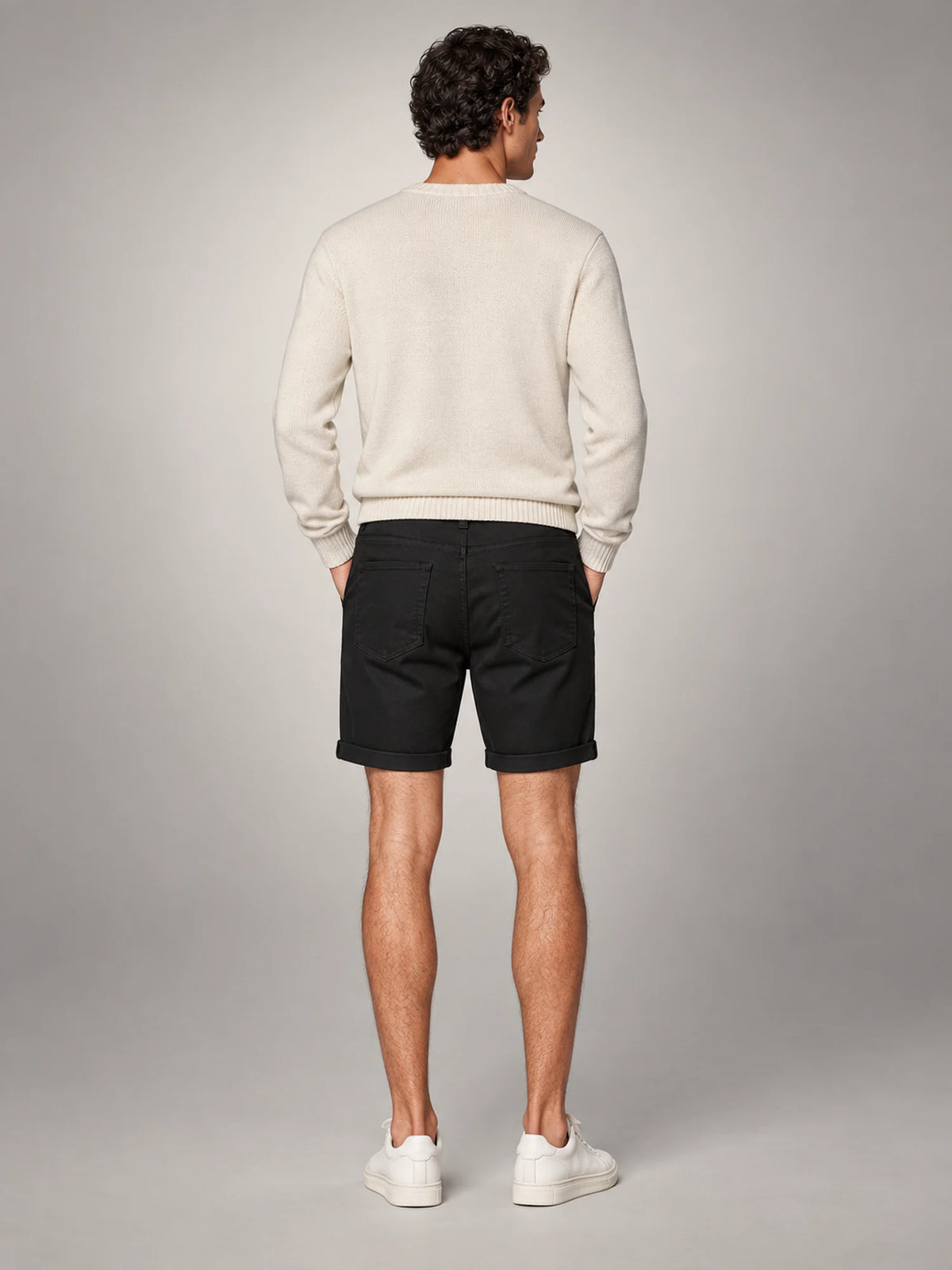 Volantero Men's Classic Chino Shorts in Black, back view