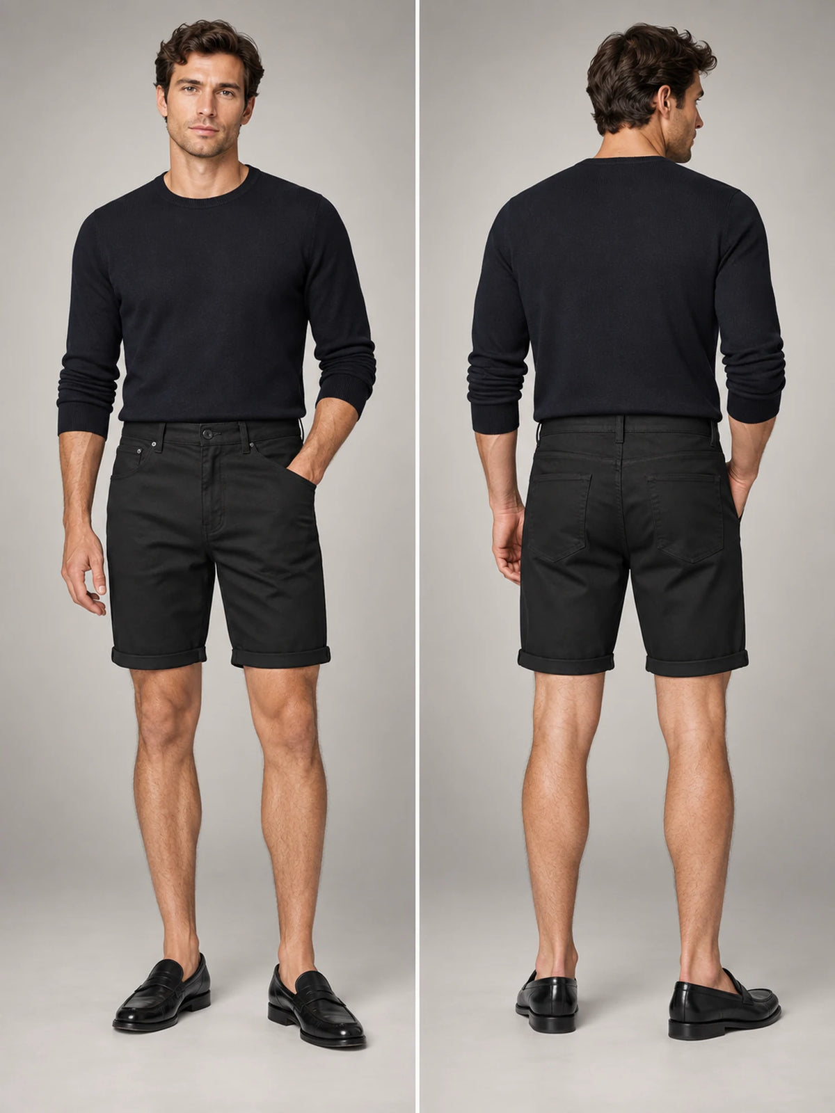 Volantero Men's Classic Chino Shorts in Black, hover view