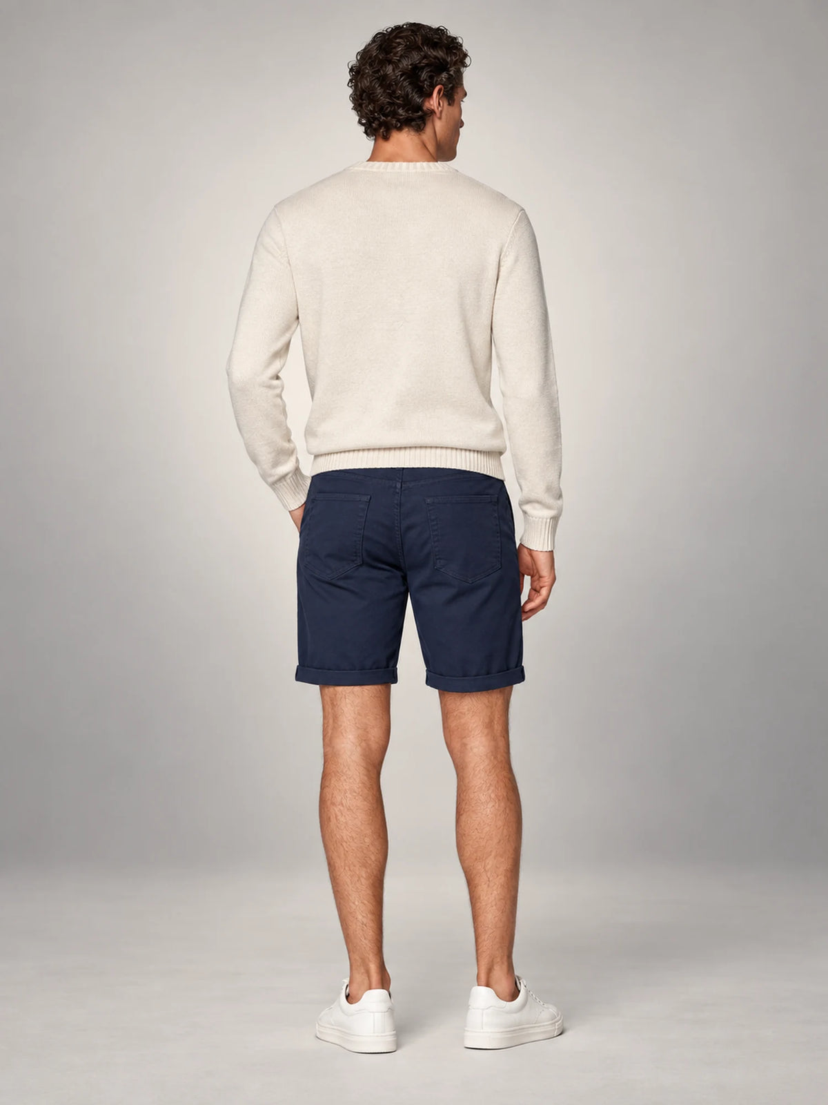 Volantero Men's Classic Chino Shorts in Blue, back view