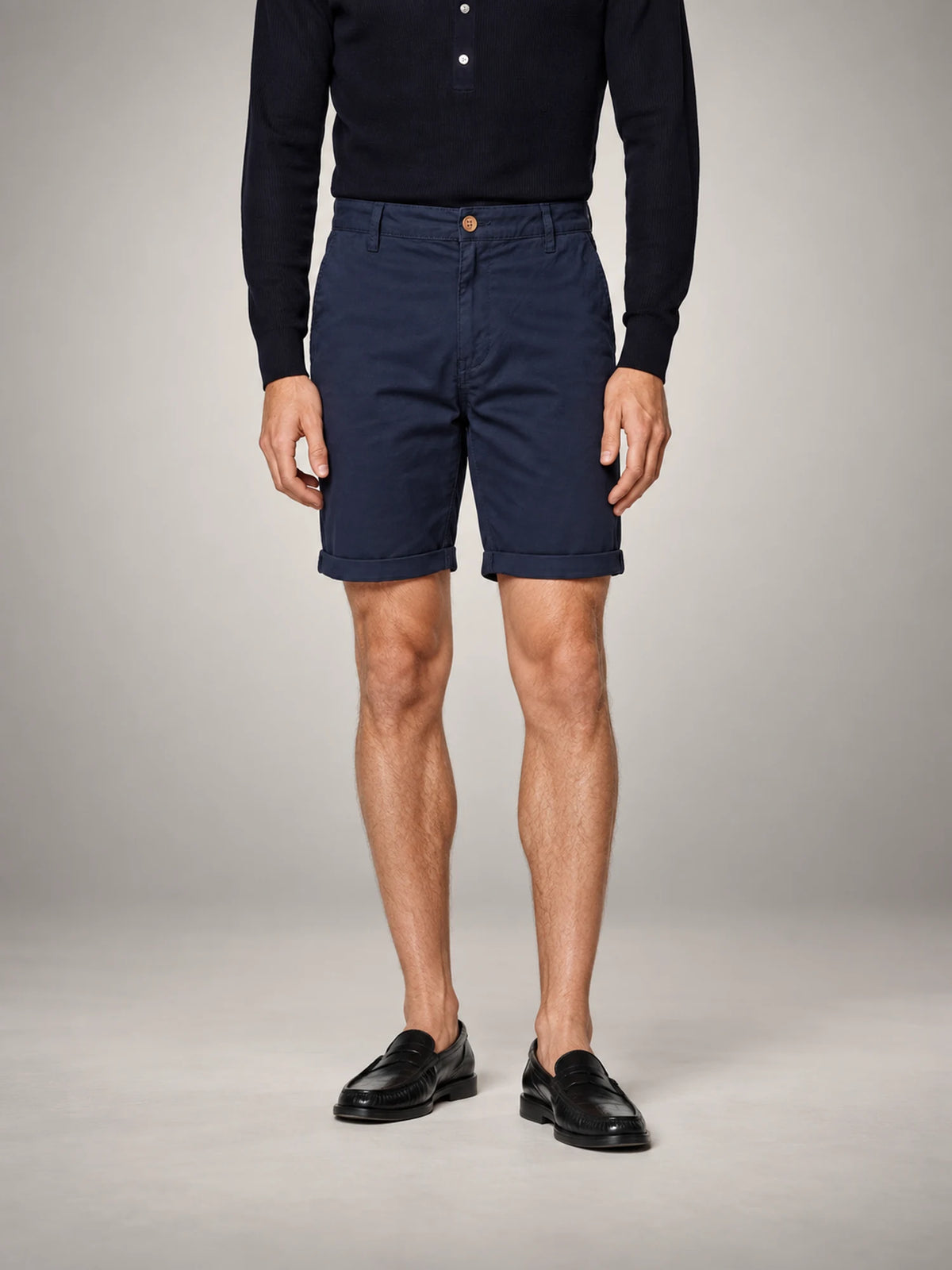 Volantero Men's Classic Chino Shorts in Blue, front view