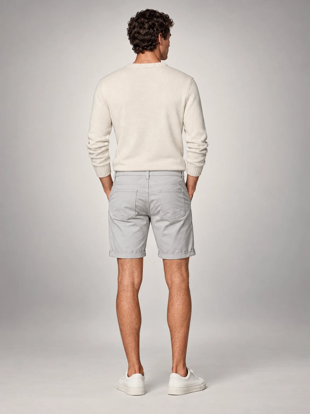 Volantero Men's Classic Chino Shorts in Grey, back view