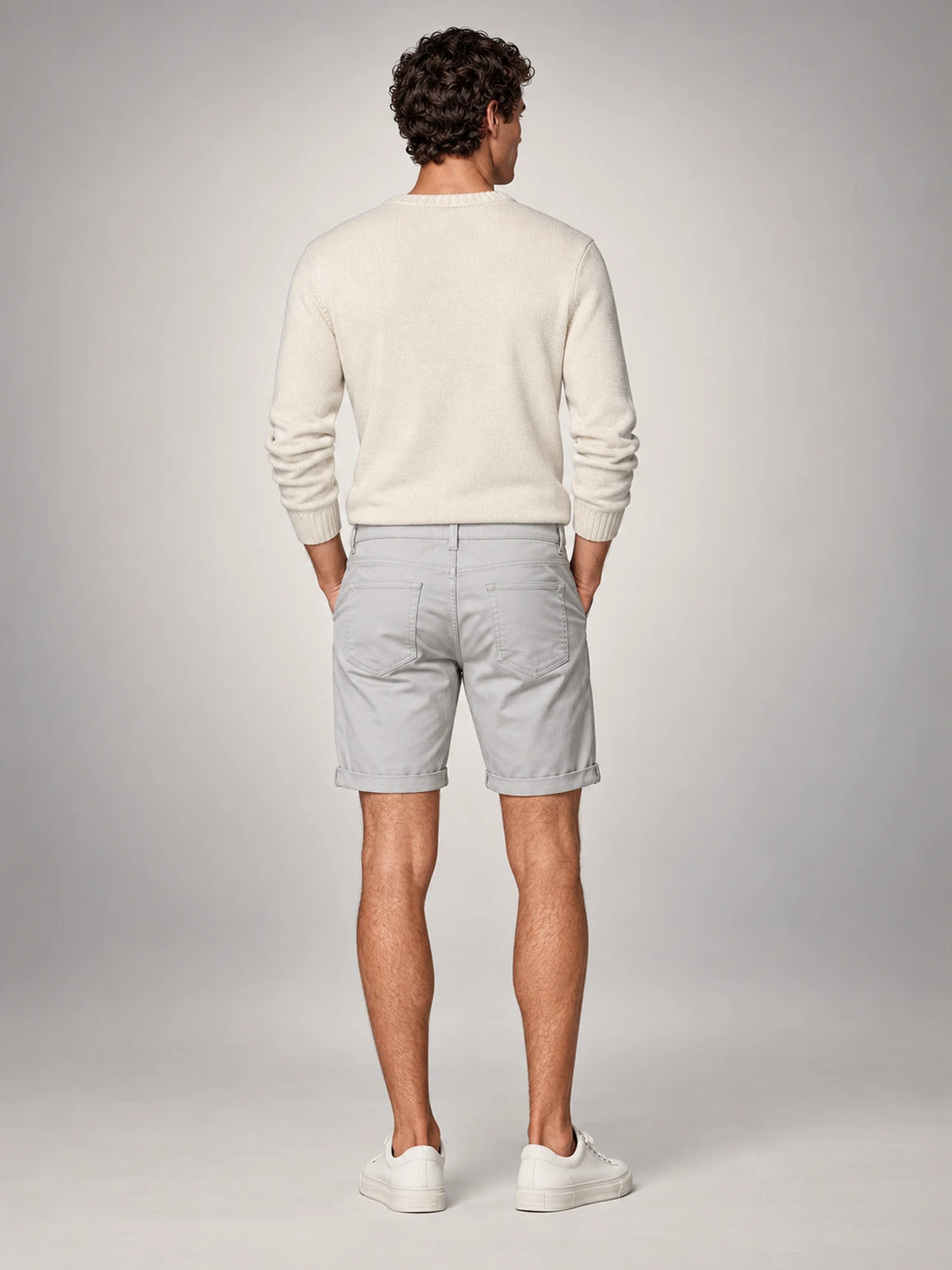 Volantero Men's Classic Chino Shorts in Grey, back view