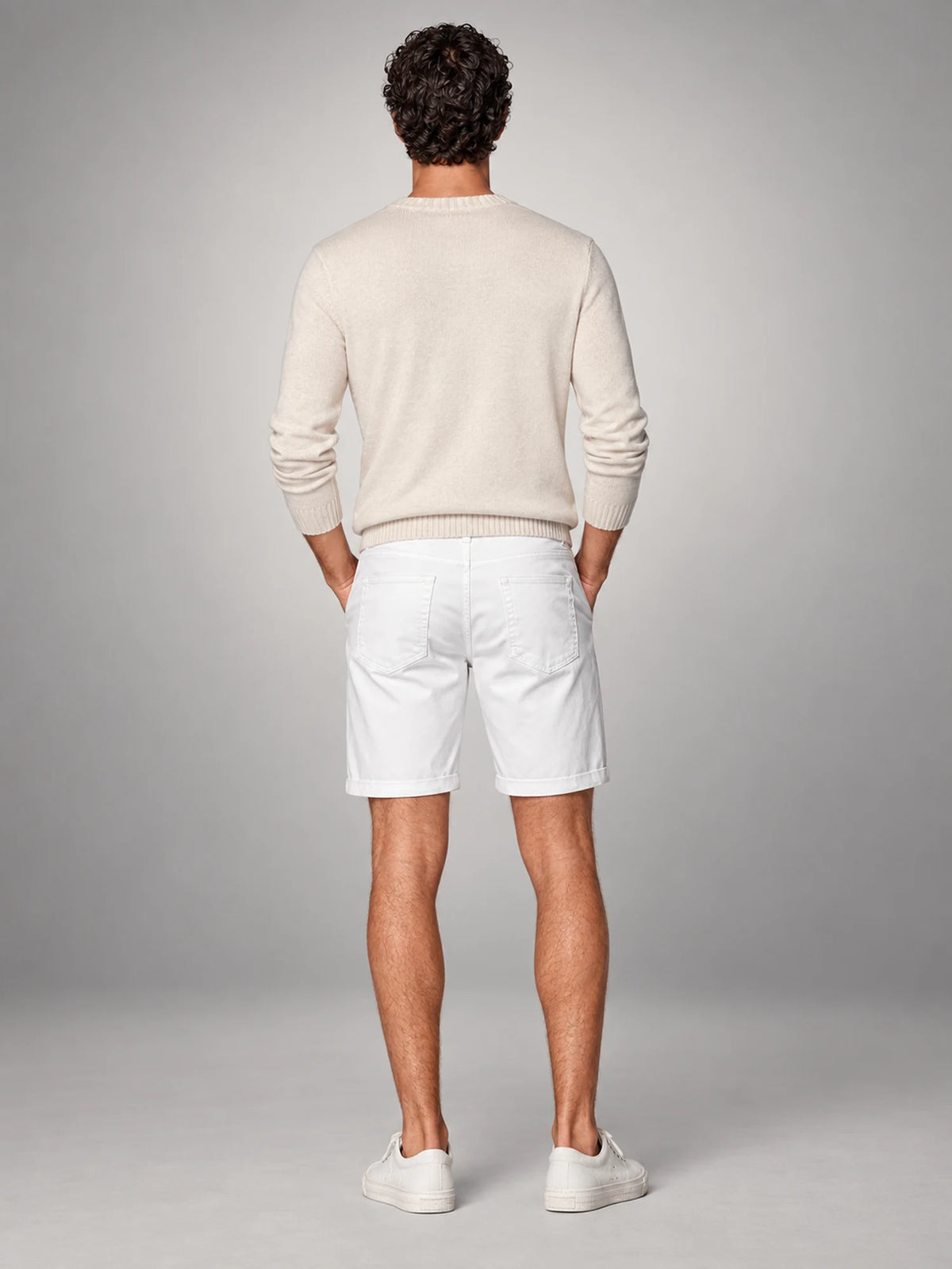 Volantero Men's Classic Chino Shorts in White, back view