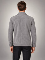 Volantero Men's Suede Jacket with Zip Collar in Grey, back view