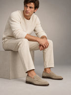 Volantero Men's Beige Suede Penny Loafers in Beige, hover view