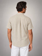 Volantero Men's Short-Sleeve Linen Shirt in Beige, back view