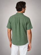 Volantero Men's Short-Sleeve Linen Shirt in Green, back view