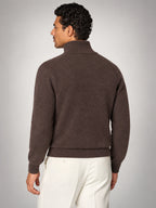 Volantero Men's Brown Half-Zip Sweater in Brown, back view