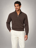Volantero Men's Brown Half-Zip Sweater in Brown, main view