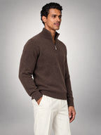 Volantero Men's Brown Half-Zip Sweater in Brown, side view