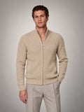 Volantero Men's Knitted Zip-Up Cardigan in Beige, main view