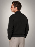 Volantero Men's Knitted Zip-Up Cardigan in Black, back view