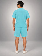 Volantero Men's Relaxed Summer Set in Turquoise, back view