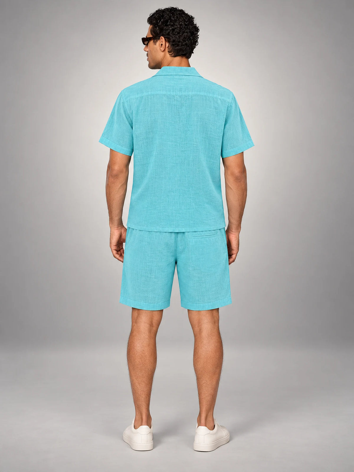 Volantero Men's Relaxed Summer Set in Turquoise, back view