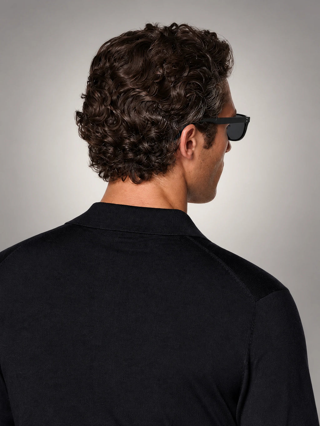Volantero Men's Square Sunglasses in Black, back view