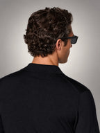 Volantero Men's Square Sunglasses in Black, back view