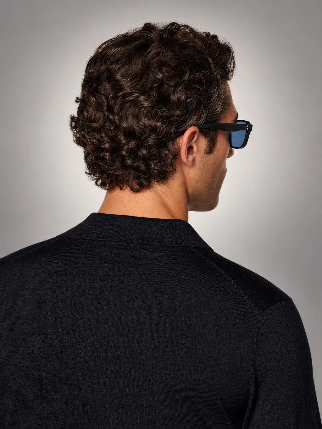 Volantero Men's Square Sunglasses in Blue, back view