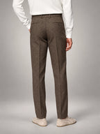 Volantero Men's Elegant Pleated Trousers with Side Adjuster in Brown, back view