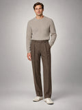 Volantero Men's Elegant Pleated Trousers with Side Adjuster in Brown, main view