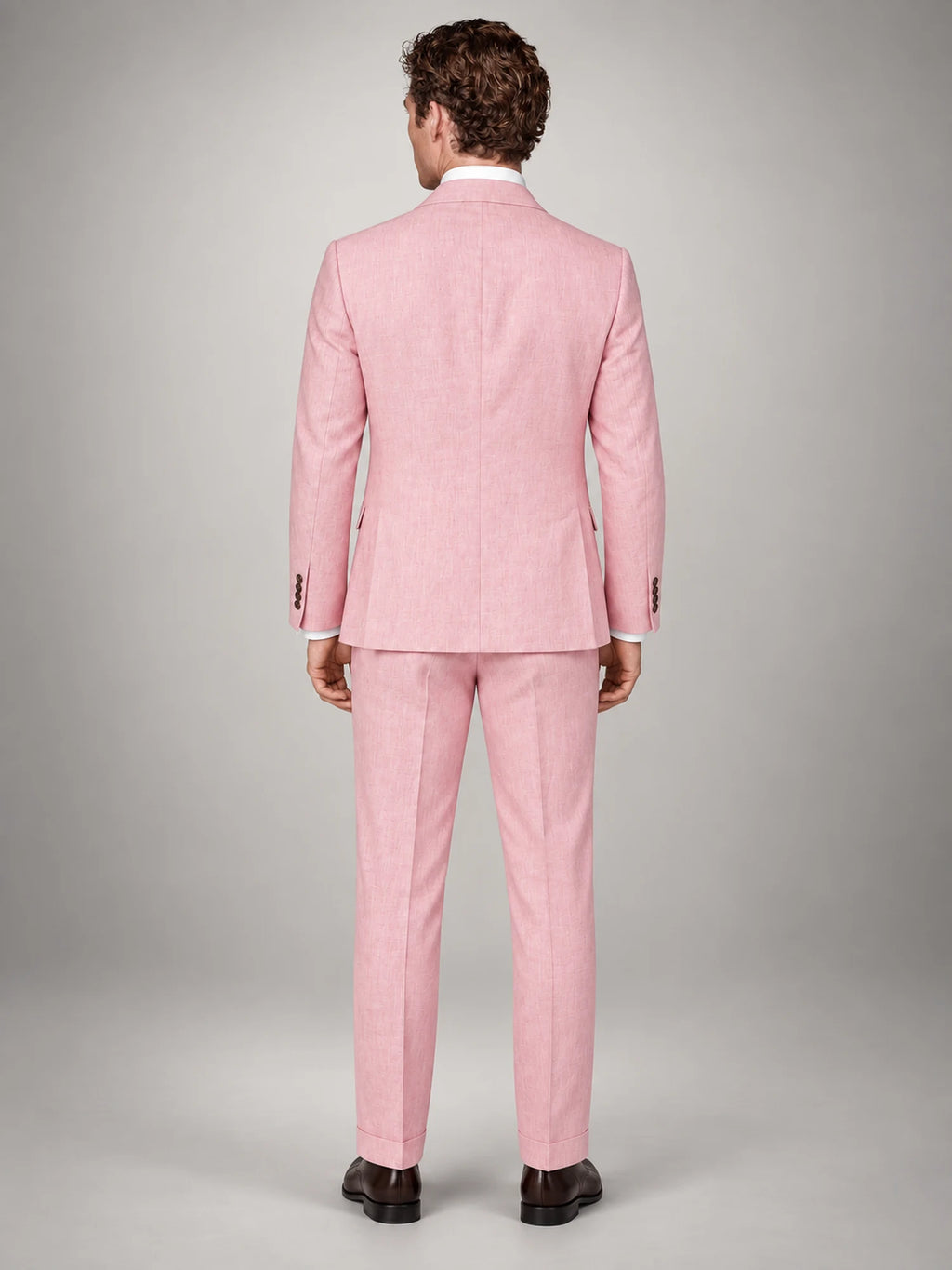 Volantero Men's Three-Piece Summer Suit in Pink, back view