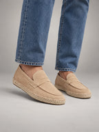 Volantero Men's Suede Holiday Loafers in Beige, front view