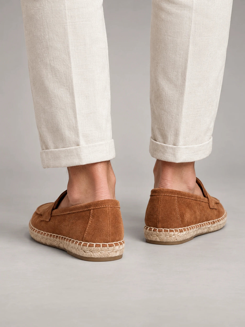 Volantero Men's Suede Holiday Loafers in Brown, back view