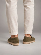 Volantero Men's Suede Holiday Loafers in Green, back view