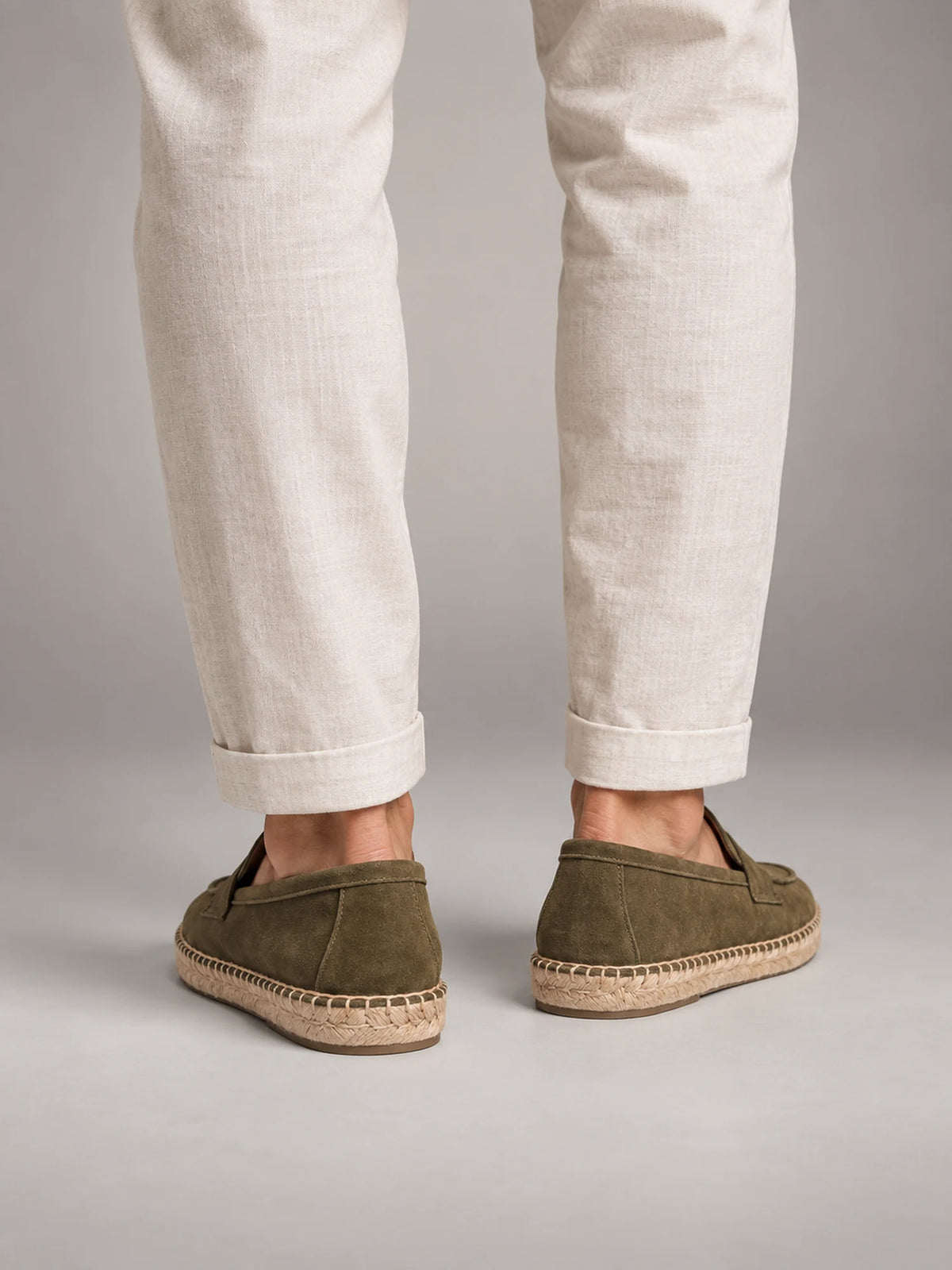 Volantero Men's Suede Holiday Loafers in Green, back view