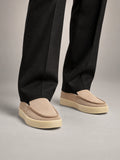 Volantero Men's Suede Mid Loafers in Beige, front view