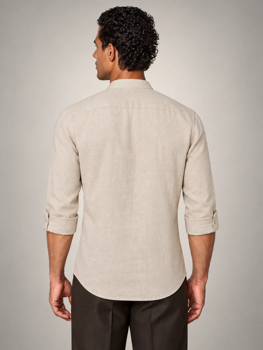 Volantero Men's Classic Summer Forte Shirt in Beige, back view