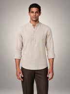 Volantero Men's Classic Summer Forte Shirt in Beige, front view
