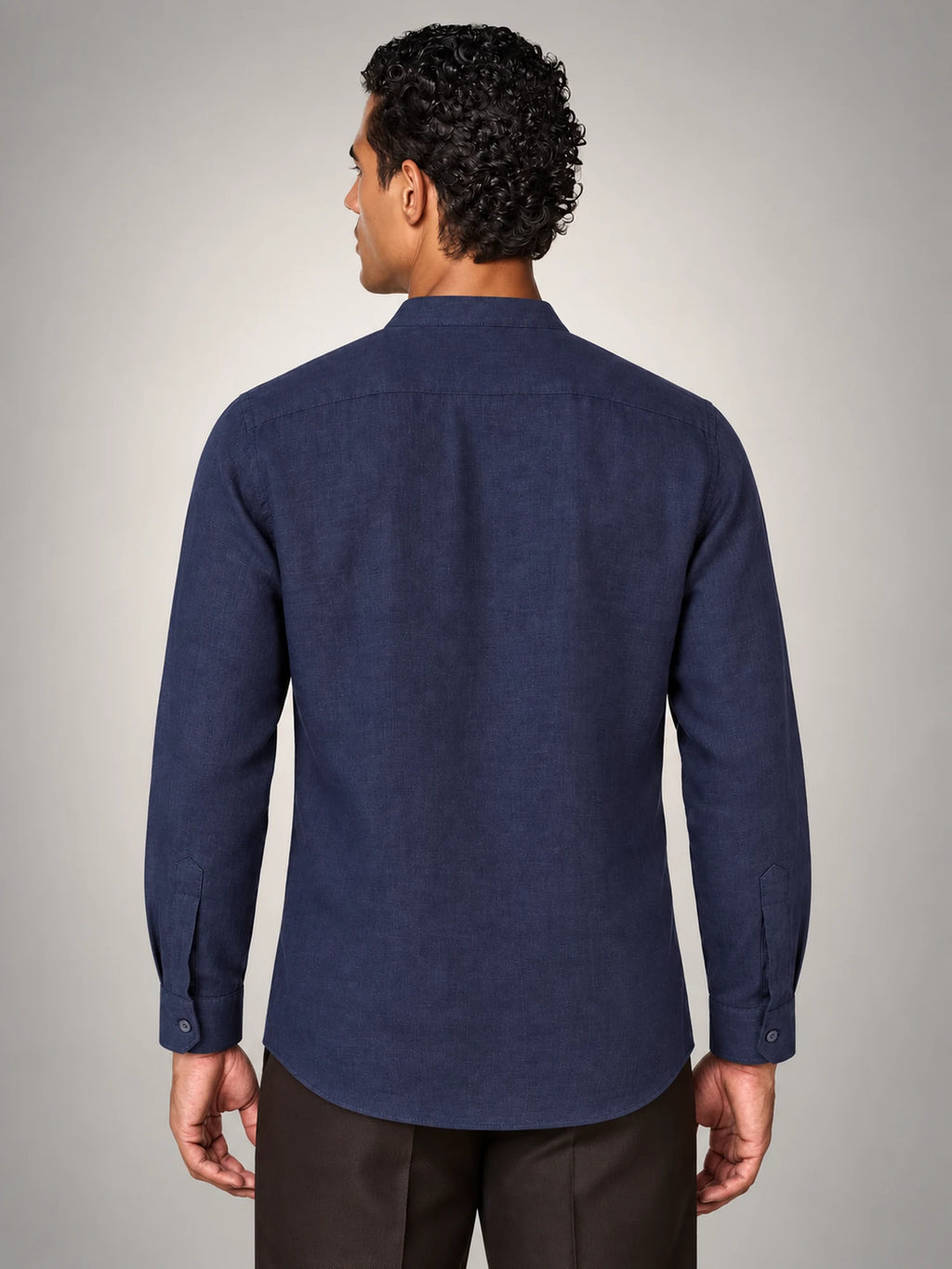Volantero Men's Classic Summer Forte Shirt in Navy, back view
