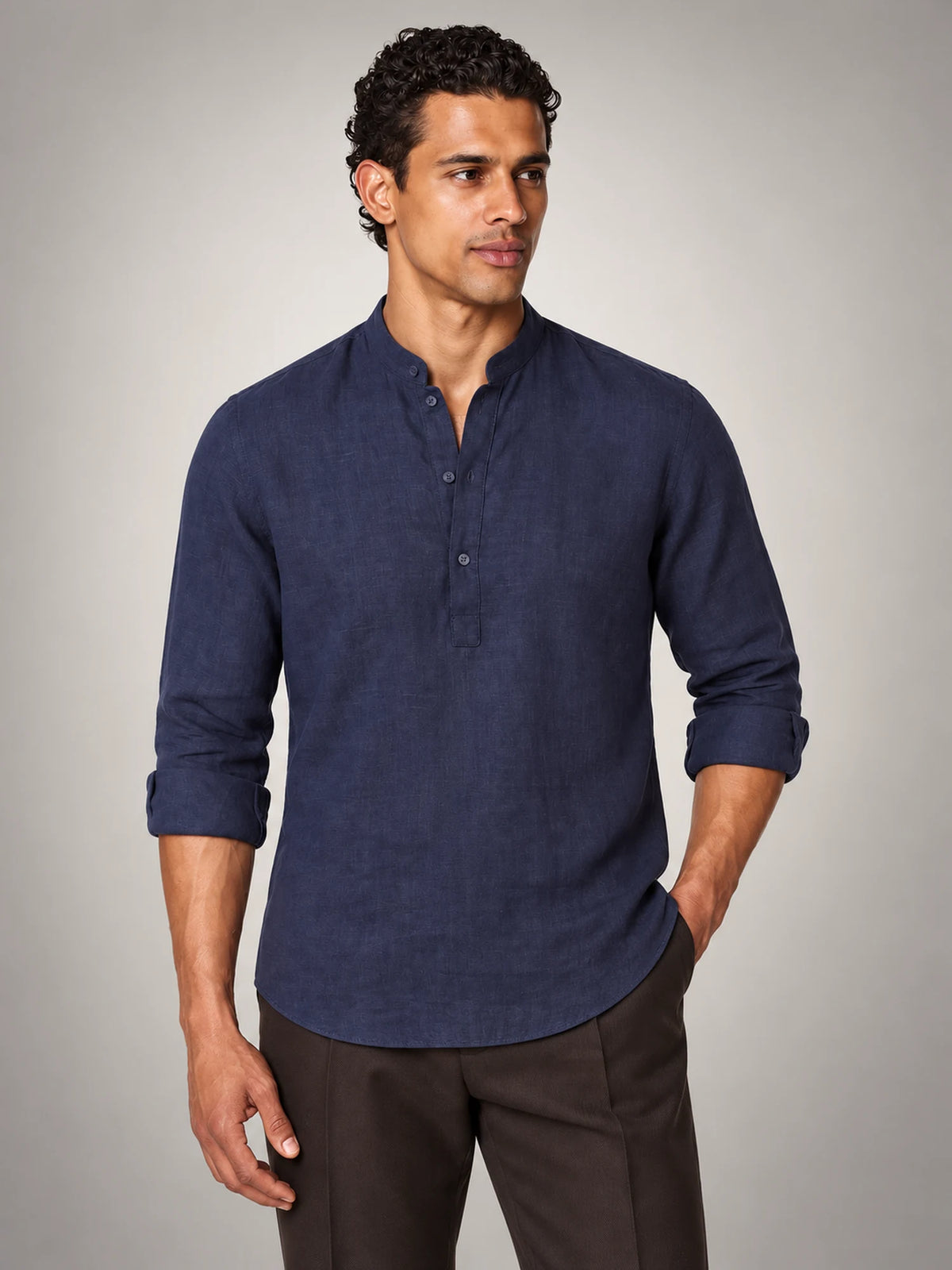 Volantero Men's Classic Summer Forte Shirt in Navy, hover view