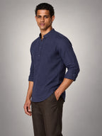 Volantero Men's Classic Summer Forte Shirt in Navy, side view