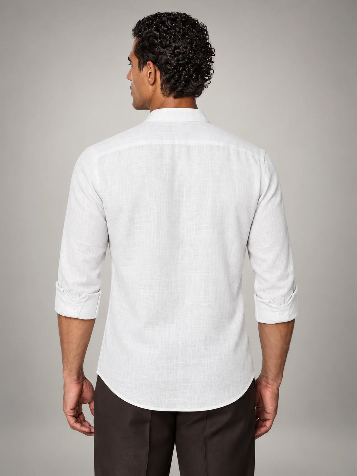 Volantero Men's Classic Summer Forte Shirt in White, back view