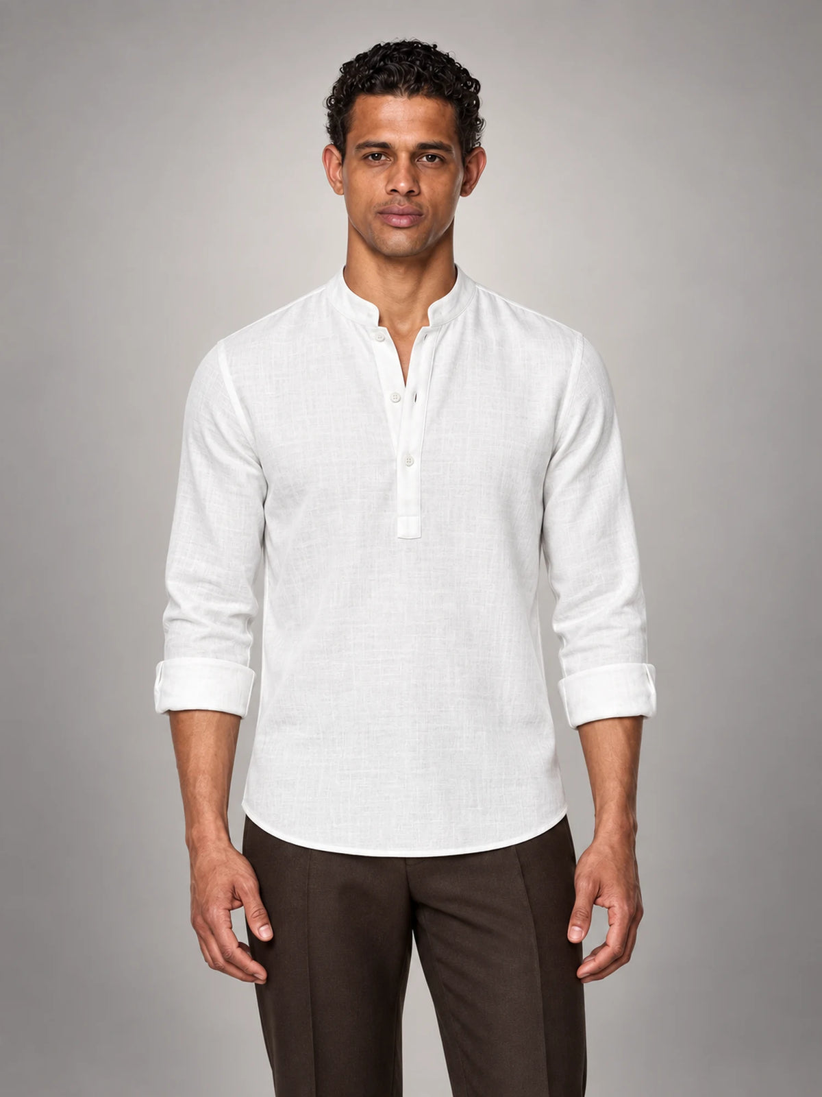 Volantero Men's Classic Summer Forte Shirt in White, front view