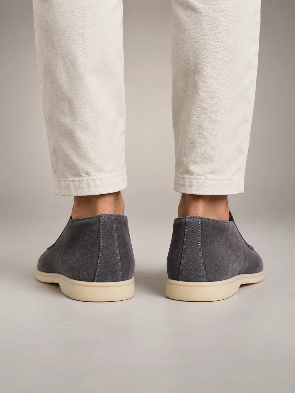 Volantero Men's Suede High Loafers in Blue, back view