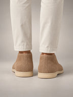 Volantero Men's Suede High Loafers in Brown, back view
