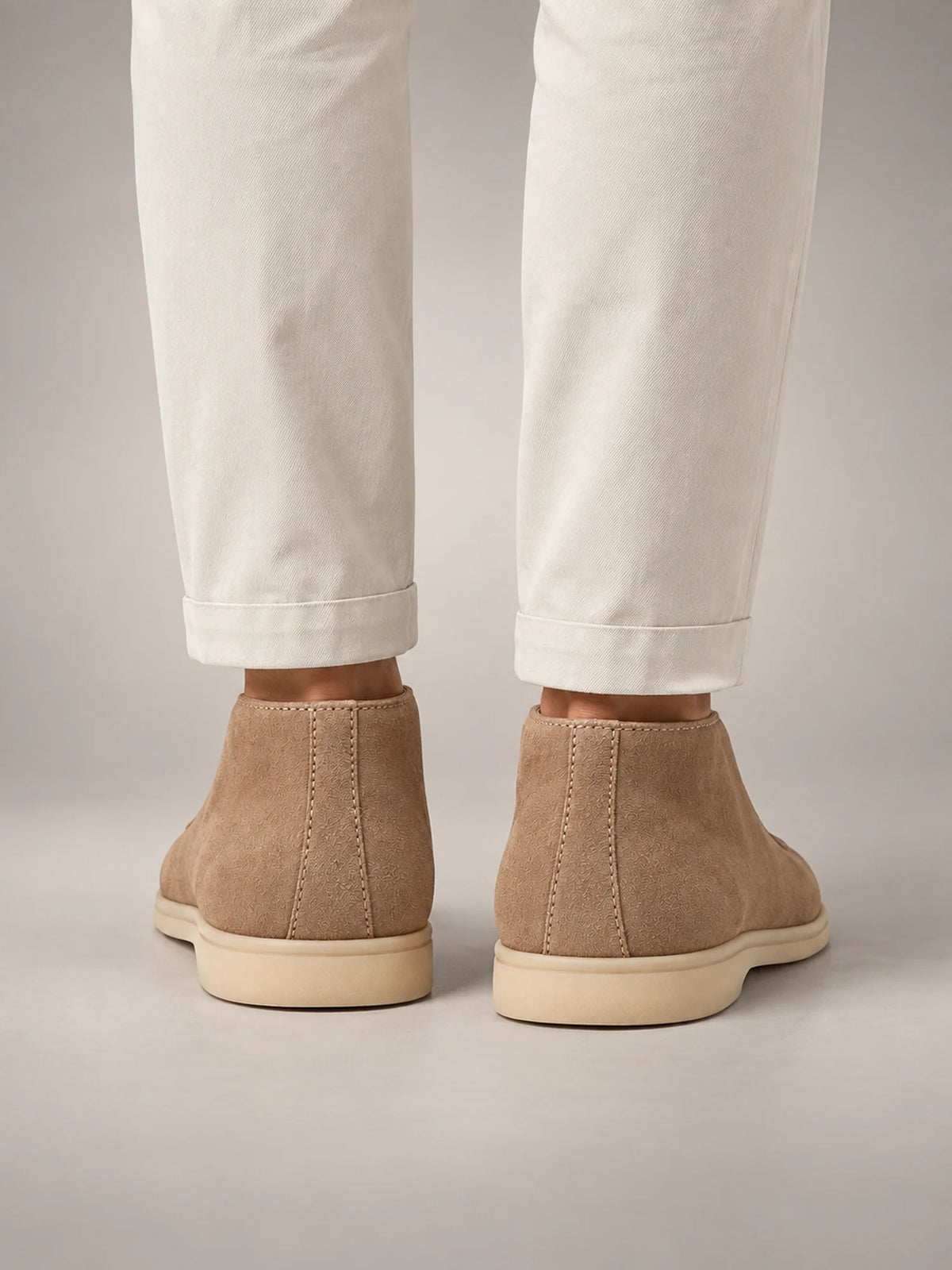 Volantero Men's Suede High Loafers in Brown, back view