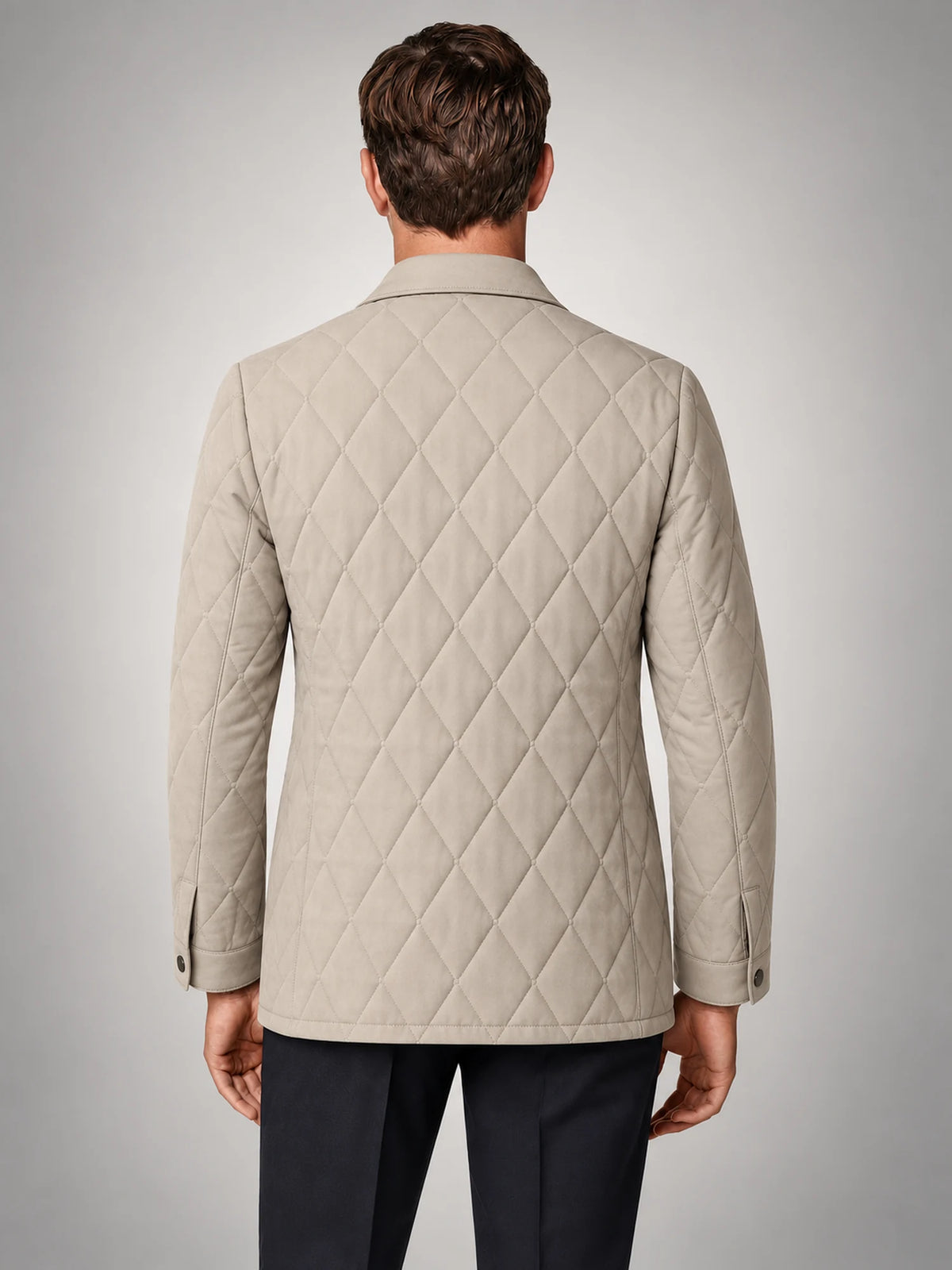 Volantero Men's Classic Quilted Mid-Season Jacket in Beige, back view